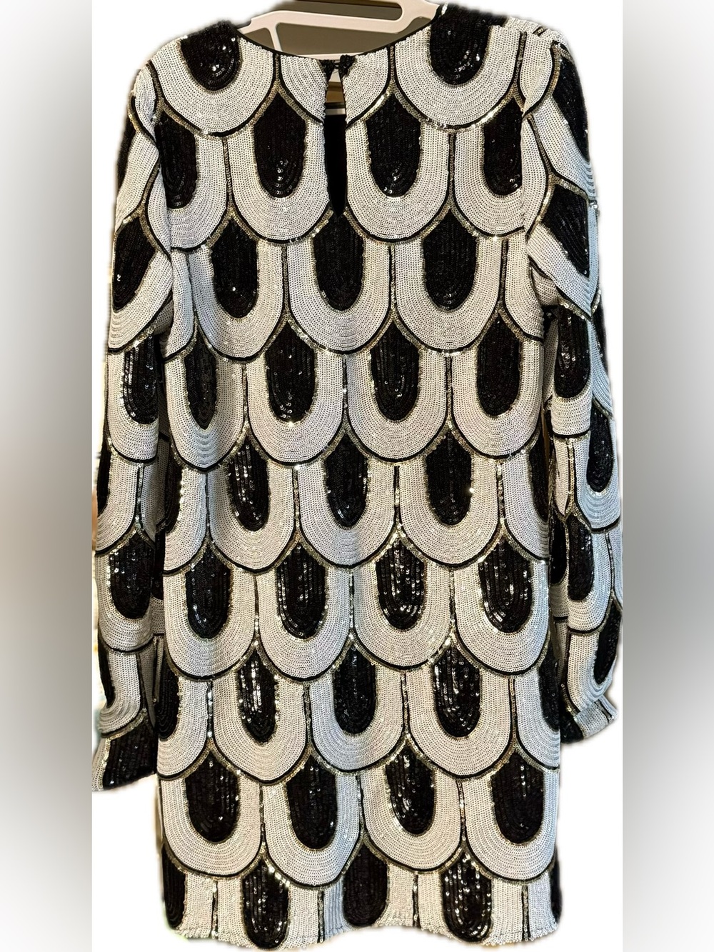 Show Me Your MuMu Black and White Sequin Scallop Dress L